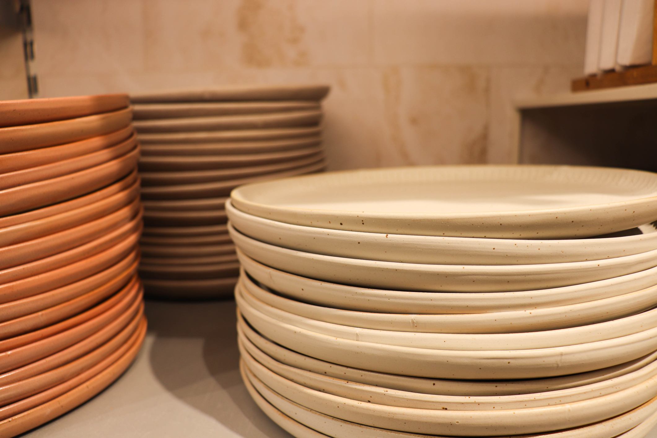 set of multi-colored ceramic dishes